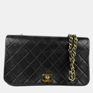 Chanel Black Lambskin Full Flap Shoulder Bag