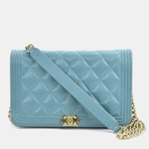 Chanel Caviar Leather Boy Wallet On Chain