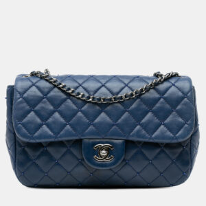 Chanel Blue Small Quilted Lambskin Beaded Single Flap Bag