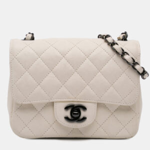 Chanel Ivory Leather Mini Square Classic Single Flap Bag