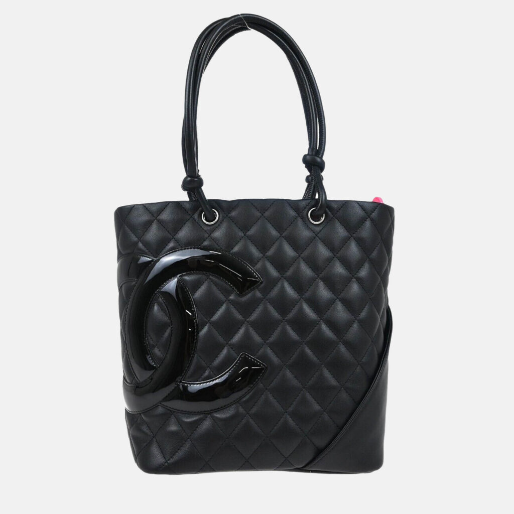 luxury-women-chanel-used-handbags-p1138606-006 Chanel Black Leather Cambon Ligne Tote Bag