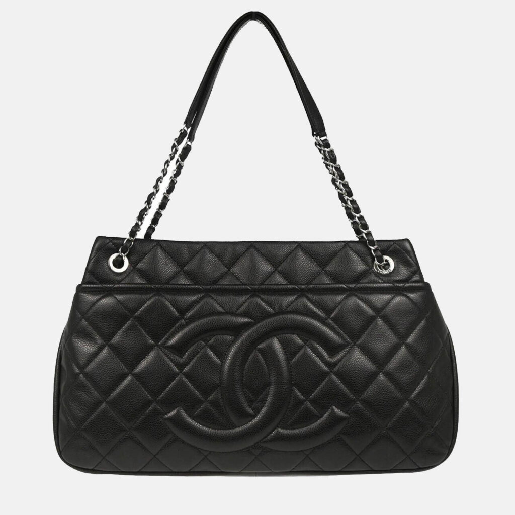 luxury-women-chanel-used-handbags-p1138609-009 Chanel Black Caviar Leather Timeless Soft Chain Tote Bag