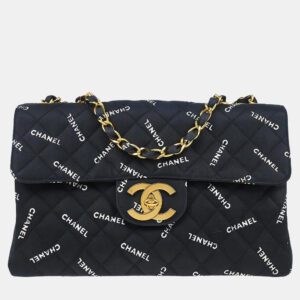 Chanel Black Canvas Maxi Classic Flap Shoulder Bag