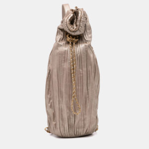 Chanel Medium Metallic Calfskin Coco Pleats Drawstring Backpack
