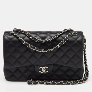 Chanel Black Quilted Leather Large Classic Double Flap Bag