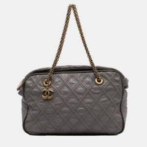 Chanel Grey CC Quilted Calfskin Triptych Tote