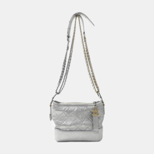 Chanel Silver Leather Gabrielle Shoulder Bag