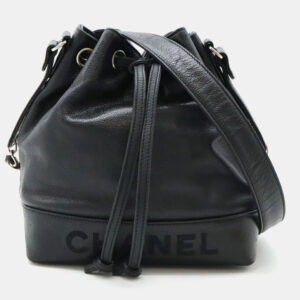 Chanel Black Caviar Leather Drawstrings Shoulder Bag