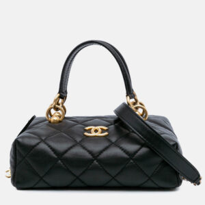 Chanel Black M&eacute;tiers d'Art CC Quilted Lambskin Box Top Handle Satchel