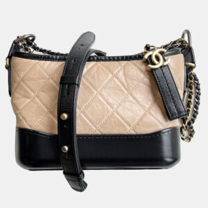 Chanel Beige and Black Leather Gabrielle Small Bag