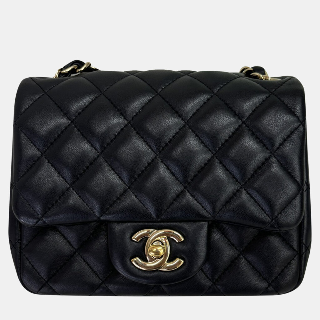luxury-women-chanel-used-handbags-p1143458-001 Chanel Black Lambskin Square Mini Shoulder Bag