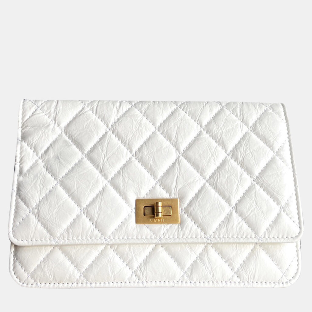 luxury-women-chanel-used-handbags-p1143481-003 Chanel White Leather 2.55 Wallet On Chain