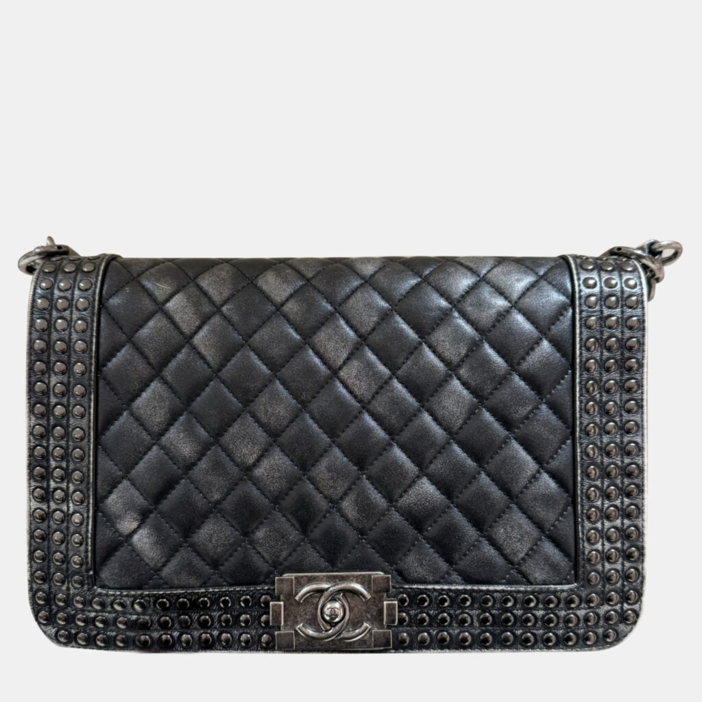 luxury-women-chanel-used-handbags-p1143496-002 Chanel Distressed Studded Le Boy Shoulder Bag