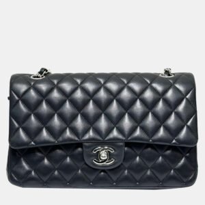 Chanel Black Lambskin Classic Flap F Medium Shoulder Bag