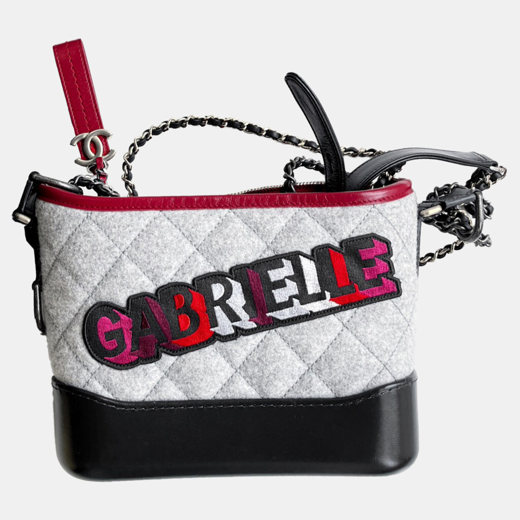 luxury-women-chanel-used-handbags-p1143583-004 Chanel Grey White Tweed Gabrielle Small Shoulder Bag