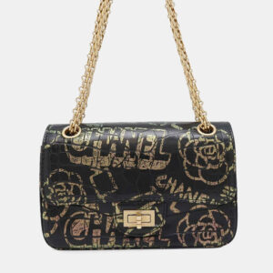 Chanel Black Embossed Leather 2.55 Chain Shoulder Bag
