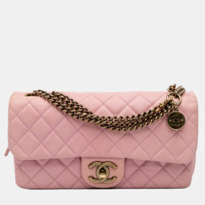 Chanel Pink Quilted Calfskin CC Crown Flap