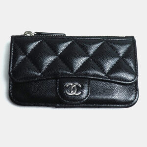 Chanel Black Caviar Leather Card Case Coin Wallet