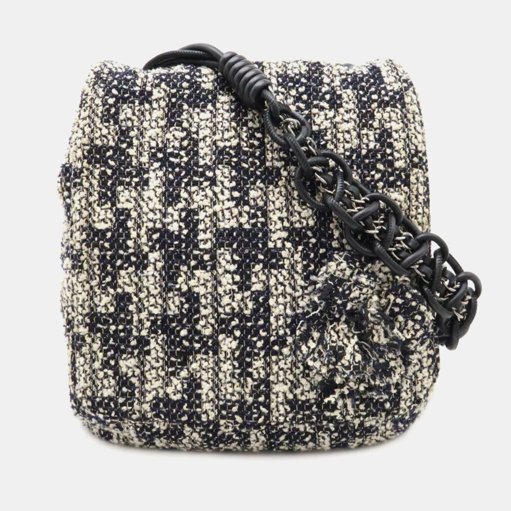 luxury-women-chanel-used-handbags-p1144048-003 Chanel Multicolor Tweed Leather Camellia Chain Shoulder Bag