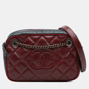 Chanel Dark Red/Black Small Bicolor Quilted Calfskin Ballerine Camera Bag