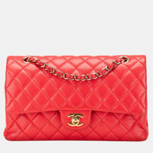 Chanel Red Medium Classic Caviar Double Flap