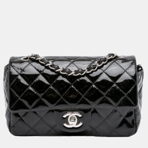 Chanel Black Mini Rectangular Classic Patent Single Flap
