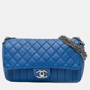 Chanel Blue CC Quilted Calfskin Multi Chain Flap