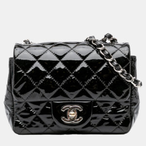 Chanel Black Mini Square Classic Patent Single Flap