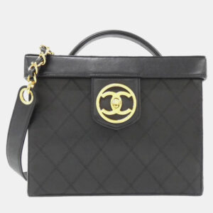 Chanel Black Lambskin Leather Vanity Shoulder Bag