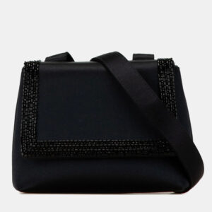 Chanel Black Satin Coco Mark Square Shoulder Bag