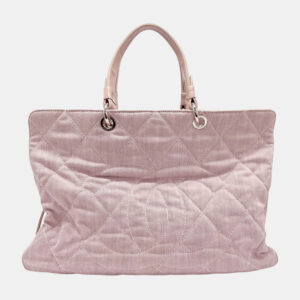 Chanel Pink Purple Silver Canvas Handbag