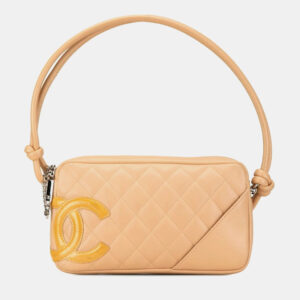 Chanel Beige Yellow Leather Enamel Cambon Ligne Handbag