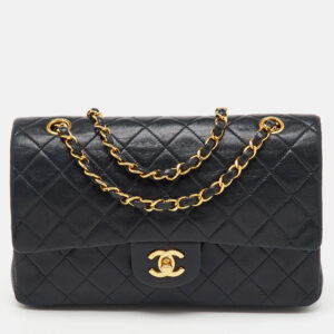 Chanel Black Quilted Leather Medium Classic Double Flap Bag