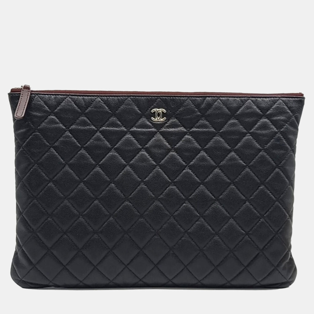 luxury-women-chanel-used-handbags-p1147645-001 Chanel Black Caviar Leather Clutch Large