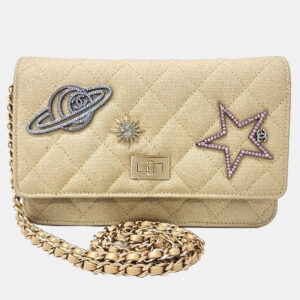 Chanel Beige Fabric chain crossbody bag