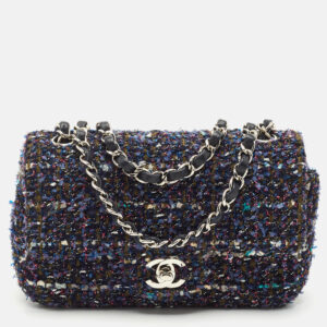Chanel Blue Tweed Small CC Flap Bag