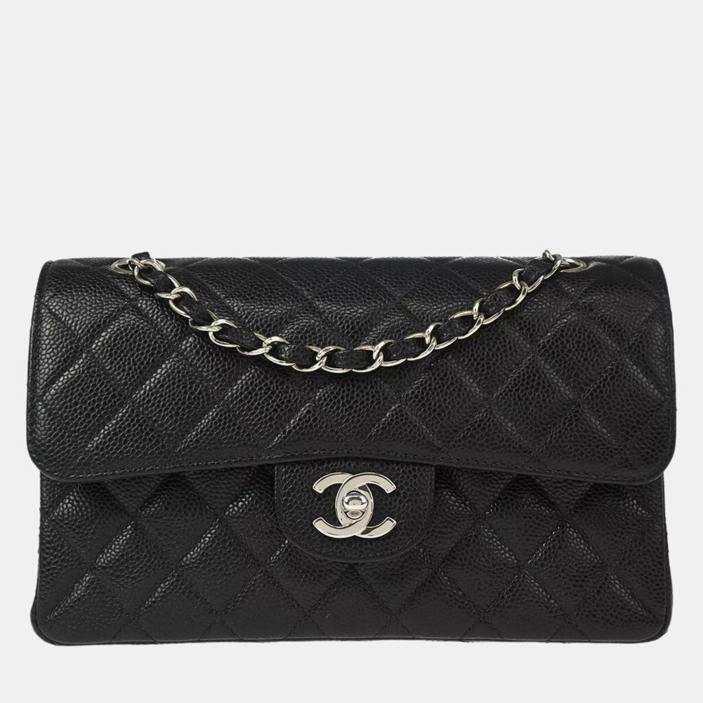 luxury-women-chanel-used-handbags-p1149055-009 Chanel Black Calfskin Small Classic Double Flap Shoulder Bag