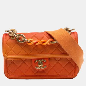 Chanel Orange Small Quilted Caviar Sunset On The Sea Flap