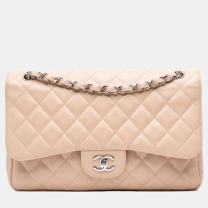 Chanel Beige Jumbo Classic Caviar Double Flap