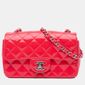 Chanel Red Mini Rectangular Classic Patent Single Flap