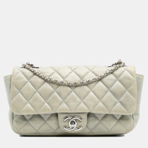 Chanel Grey Medium Quilted Lambskin Coco Rain Flap