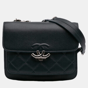 Chanel Blue Quilted Caviar CC Box Mini Flap Bag