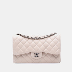 Chanel White Lambskin Jumbo Classic Double Flap