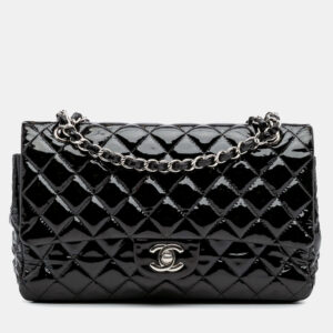 Chanel Black Patent Medium Classic Double Flap