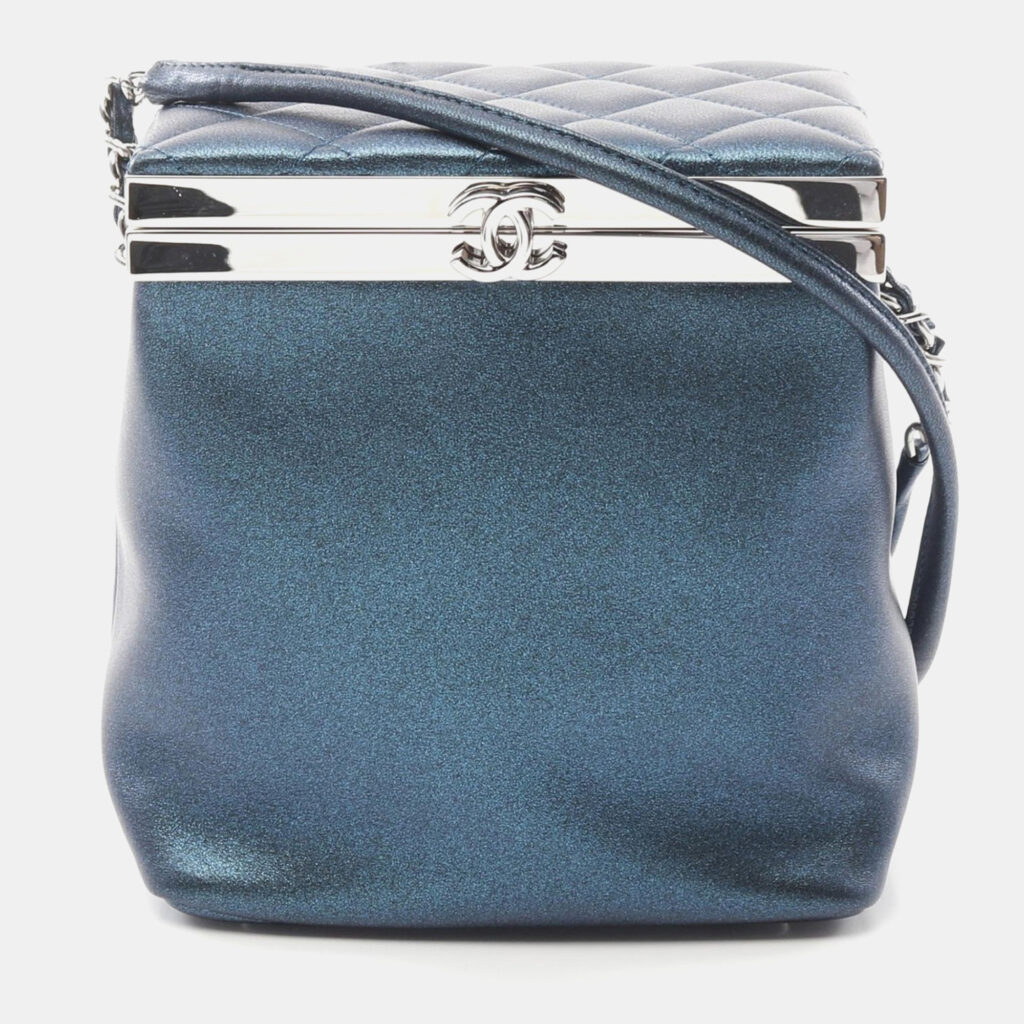 luxury-women-chanel-used-handbags-p1151223-003 Chanel Leather Navy Coco Mark Shoulder Crossbody Bag