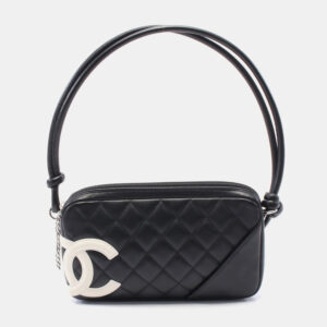 Chanel  Black/White Leather Cc Coco Cambon Line Handbag