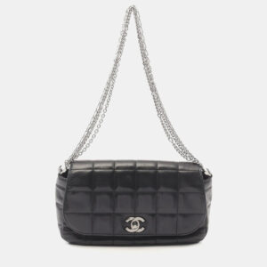 Chanel Black Lambskin Chocolate Bar Chain Shoulder Bag