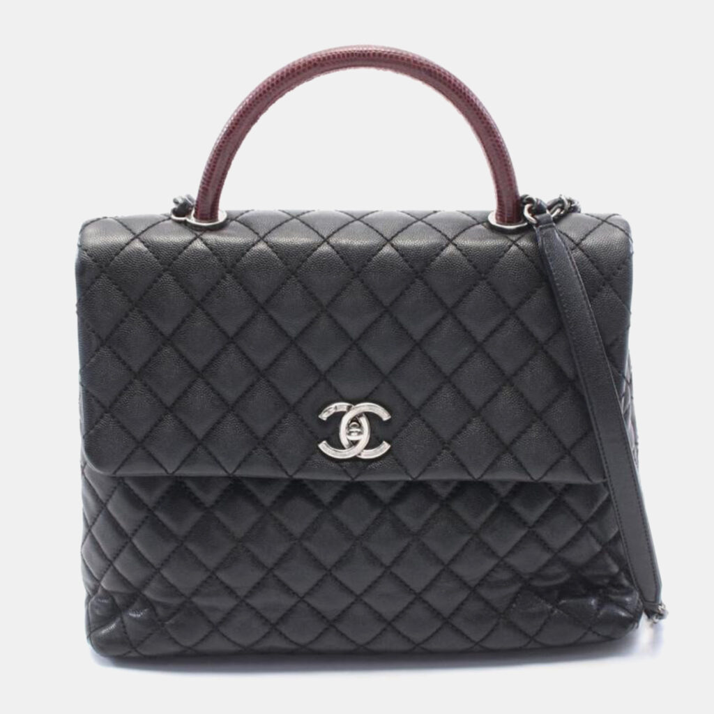 luxury-women-chanel-used-handbags-p1151251-009 Chanel Caviar Leather Matelasse Coco Handle Top Handle Bag