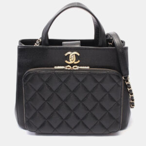 Chanel Black Leather Business Affinity Matelasse Shoulder Bag