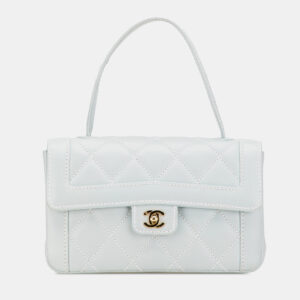 Chanel Blue Quilted Lambskin Wild Stitch Top Handle Bag